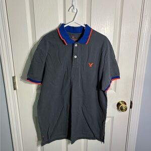 AEO Gray and Orange Polo Shirt